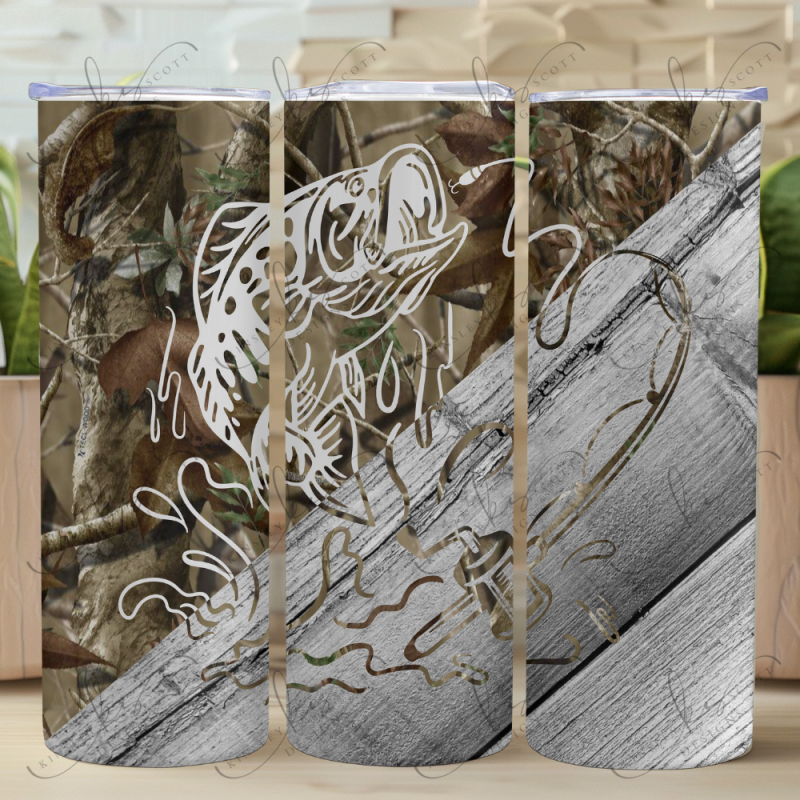 Camo Bass Fish - Skinny Tumbler Camo Bass Fish - Skinny Tumbler