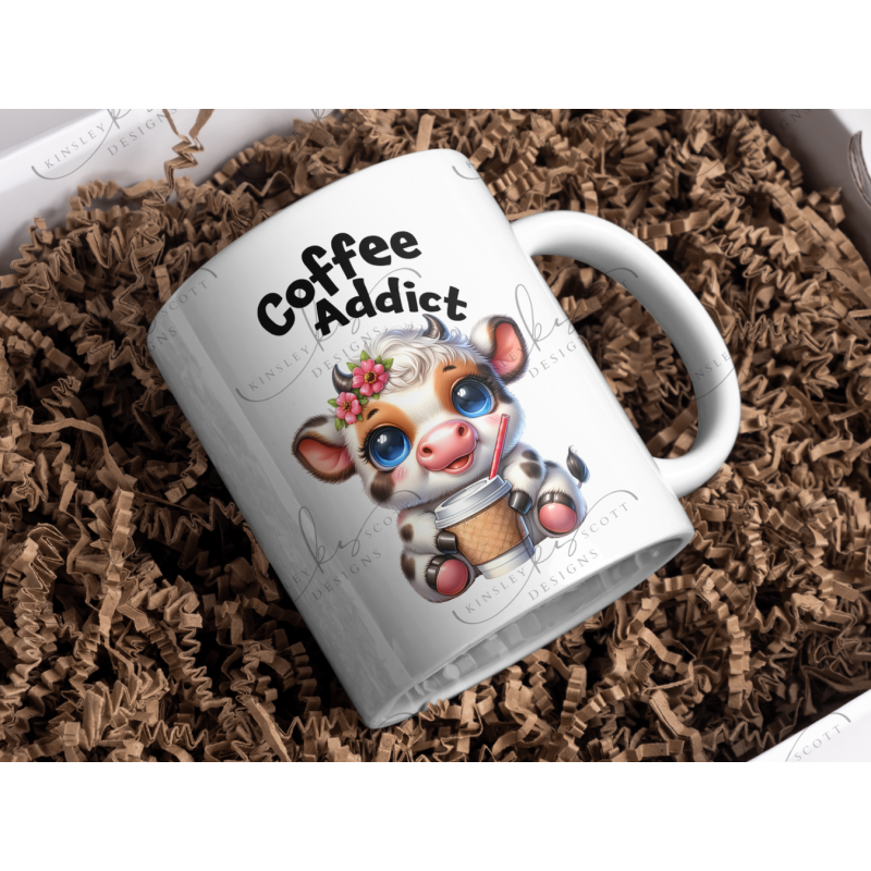 Coffee Addict Highland Cow - Coffee Mug