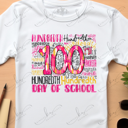 100th Day School Typography Pink - Youth